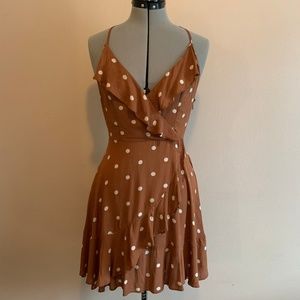 Brown Polka Dot Ruffle Dress